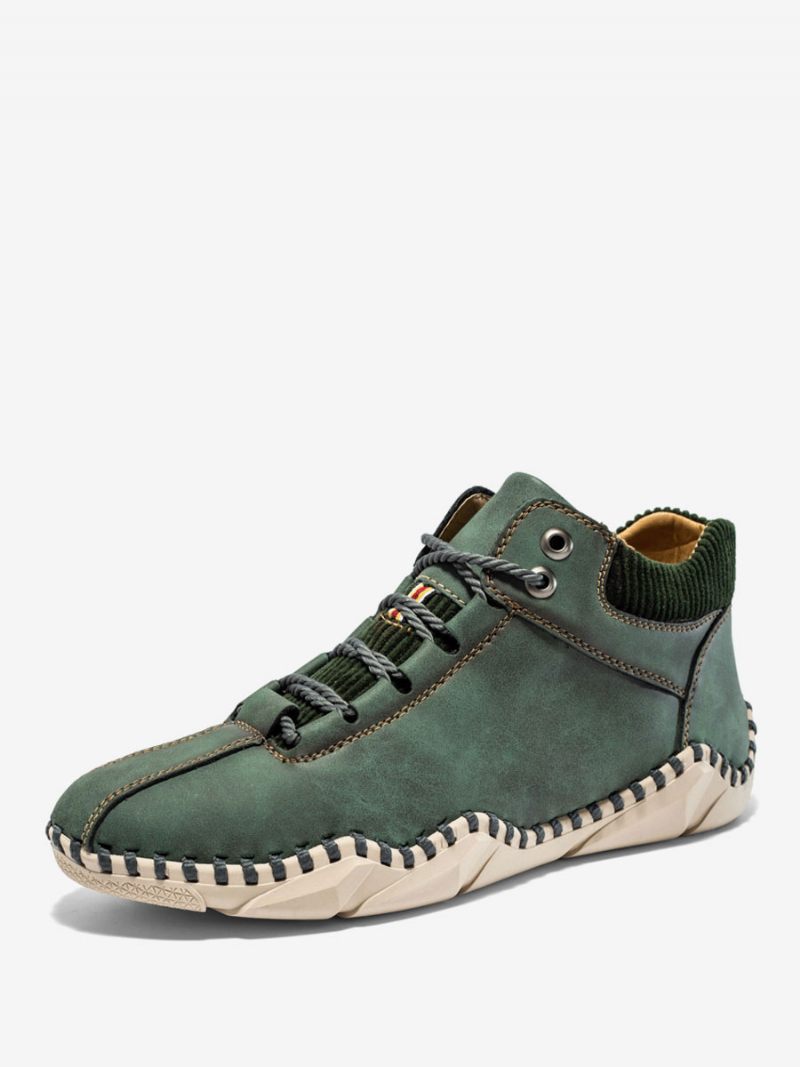 Bottes Chukka Pour Hommes Cuir Pu À Bout Rond - Vert