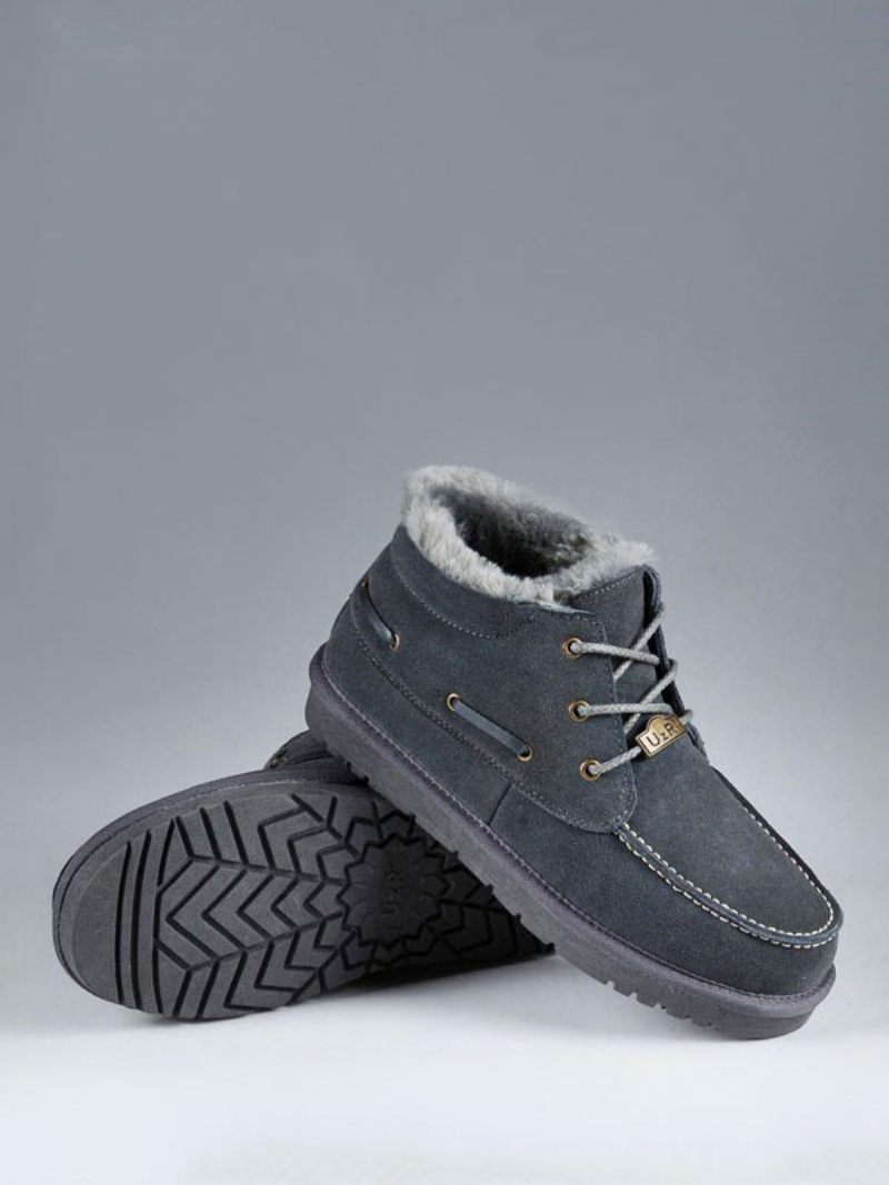 Bottes Chukka Pour Hommes Neige À Lacets Daim Bout Rond - Gris Foncé