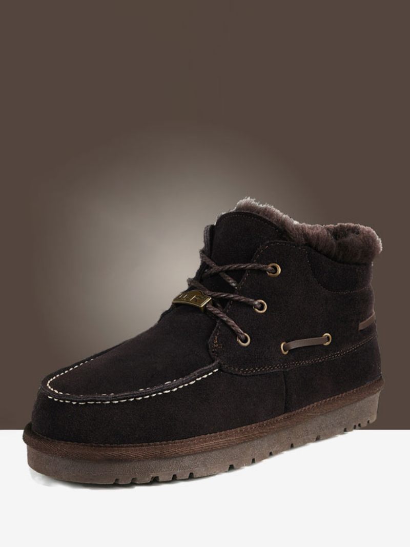 Bottes Chukka Pour Hommes Neige À Lacets Daim Bout Rond - Chocolat