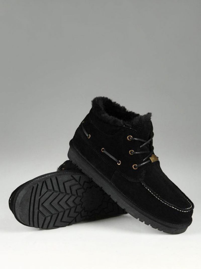 Bottes Chukka Pour Hommes Neige À Lacets Daim Bout Rond - Noir