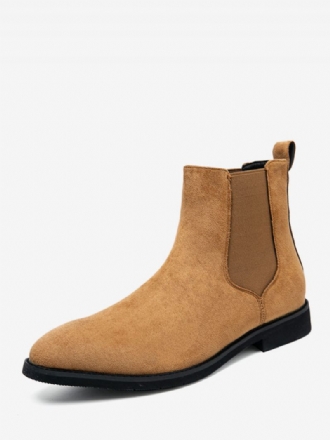 Bottes Pour Hommes Bottines Chelsea Camel Pu À Bout Pointu Cuir