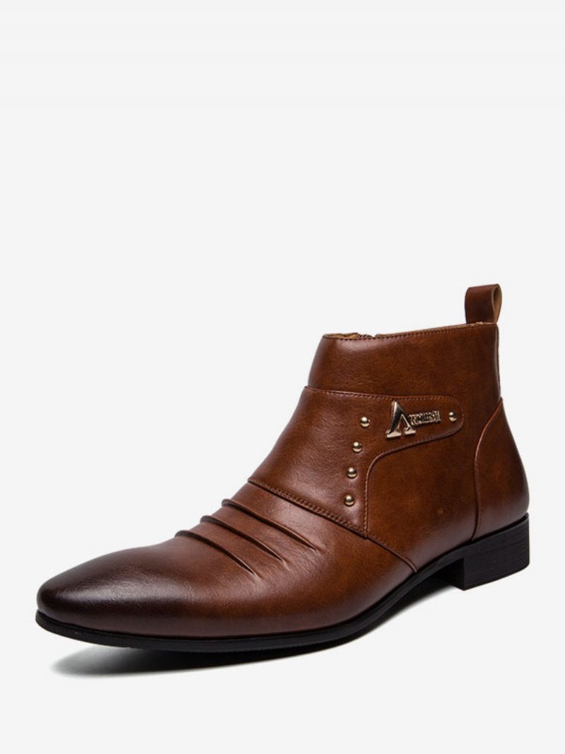 Bottes Pour Hommes Bottines Chelsea Cuir Pu Bout Pointu