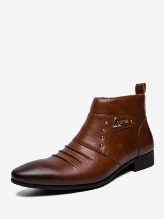 Bottes Pour Hommes Bottines Chelsea Cuir Pu Bout Pointu