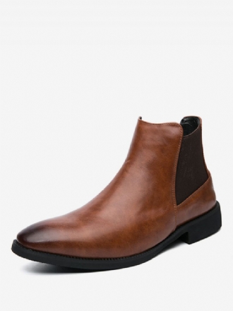 Bottes Pour Hommes Bottines Chelsea Cuir Pu Bout Rond