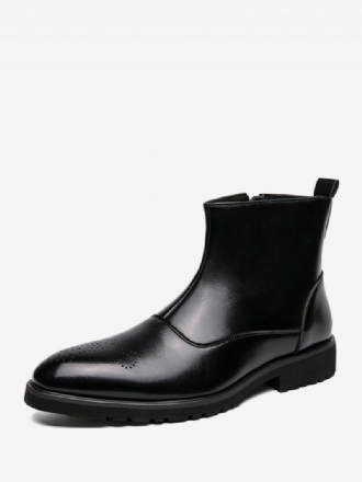 Bottes Pour Hommes Bottines Chelsea Cuir Pu Bout Rond