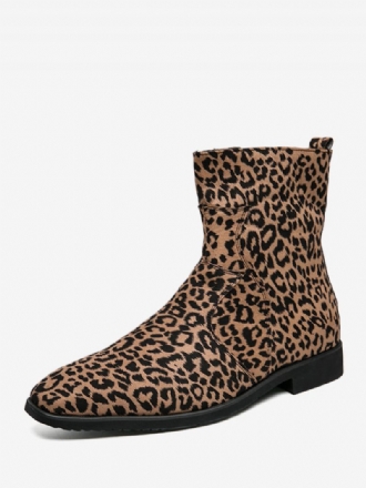 Bottes Pour Hommes Bottines Chelsea Cuir Pu Bout Rond