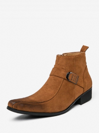 Bottes Pour Hommes Bottines Chelsea Cuir Pu Bout Rond