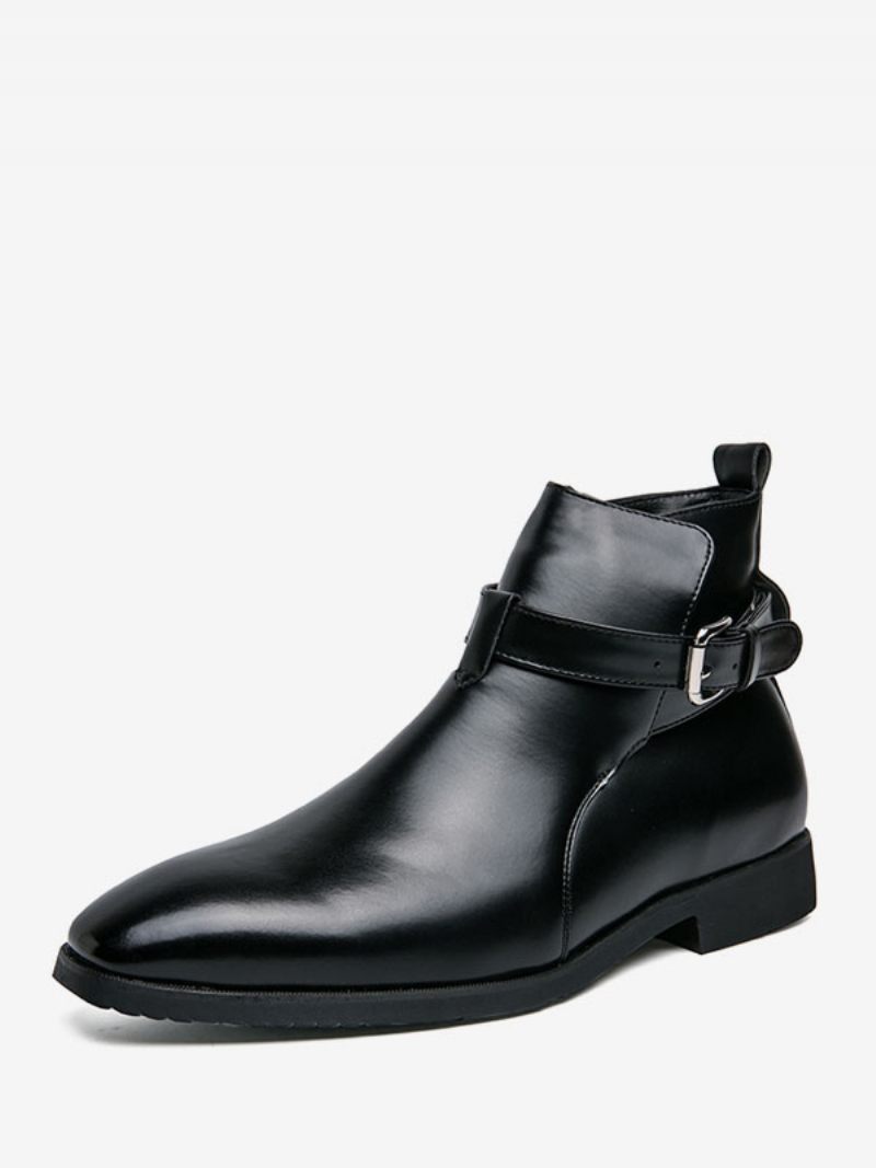 Bottes Pour Hommes Bottines Chelsea Cuir Pu Bout Rond