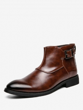 Bottes Pour Hommes Bottines Chelsea Cuir Pu Bout Rond