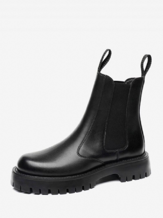 Bottes Pour Hommes Bottines Chelsea Cuir Pu Noires