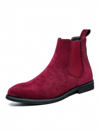 Bottes Pour Hommes Bottines Chelsea Cuir Suédé Noir Bout Rond