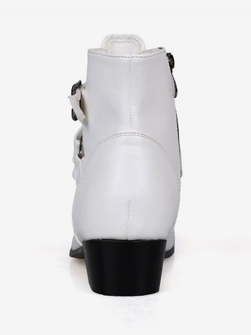 Bottes Pour Hommes Bottines Chelsea Jodhpur Cuir Pu Blanc - Blanc