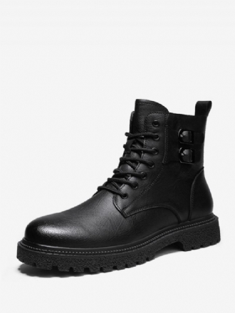 Bottes Pour Hommes Combat Bottines À Lacets Cuir Pu Bout Rond