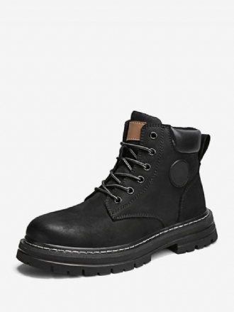 Bottes Pour Hommes Combat Bottines À Lacets Cuir Pu Bout Rond