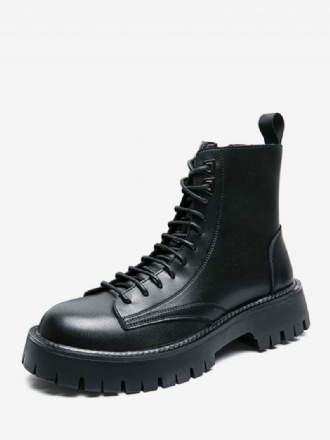 Bottes Pour Hommes Combat Bottines À Lacets Cuir Pu Bout Rond