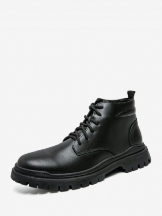 Bottes Pour Hommes Combat Noires À Bout Rond Bottines Lacets