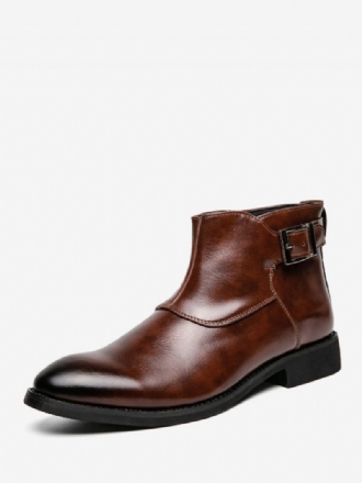 Bottes Pour Hommes Jodhpur Cuir Pu Marron Chaussures Habillées À Sangle Moine