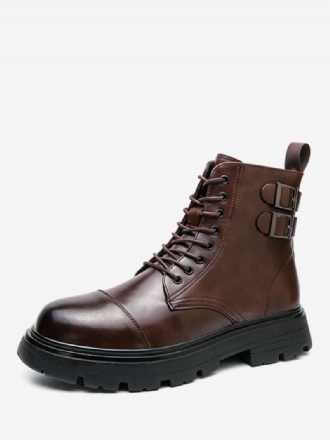 Bottes Pour Hommes Travail Combat À Bout Rond Cuir Pu