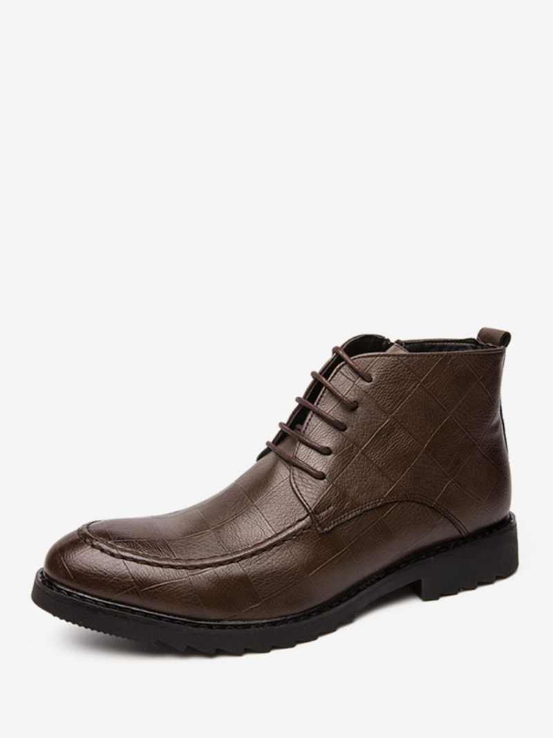 Bottes Pour Hommes Travail Oxford Cuir Pu À Bout Rond