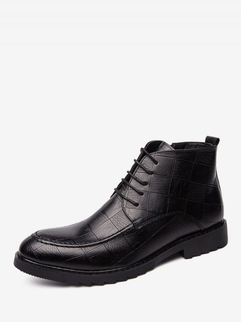 Bottes Pour Hommes Travail Oxford Cuir Pu À Bout Rond - Noir