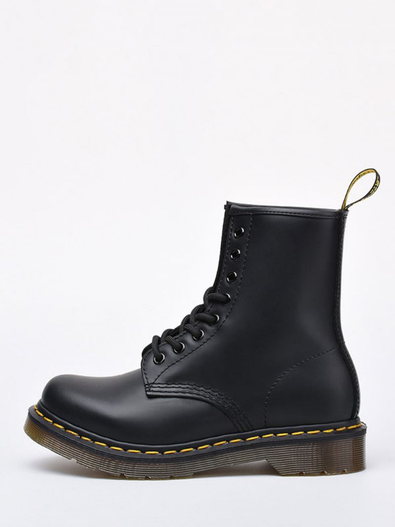 Bottes Martin Noires Travail Bottines Combat À Lacets Pour Hommes