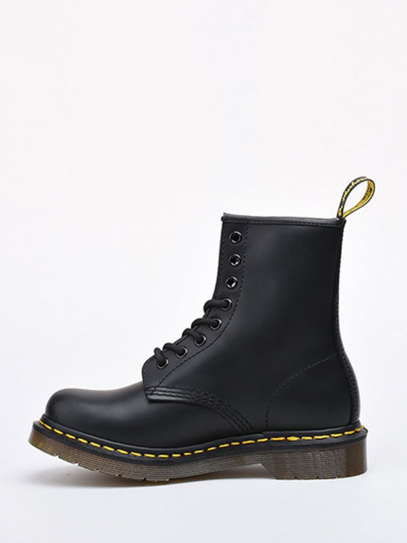 Bottes Martin Noires Travail Bottines Combat À Lacets Pour Hommes - Noir