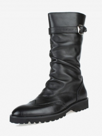 Bottes Mi-mollet Pour Hommes Travail Cuir Vache Noires Classiques