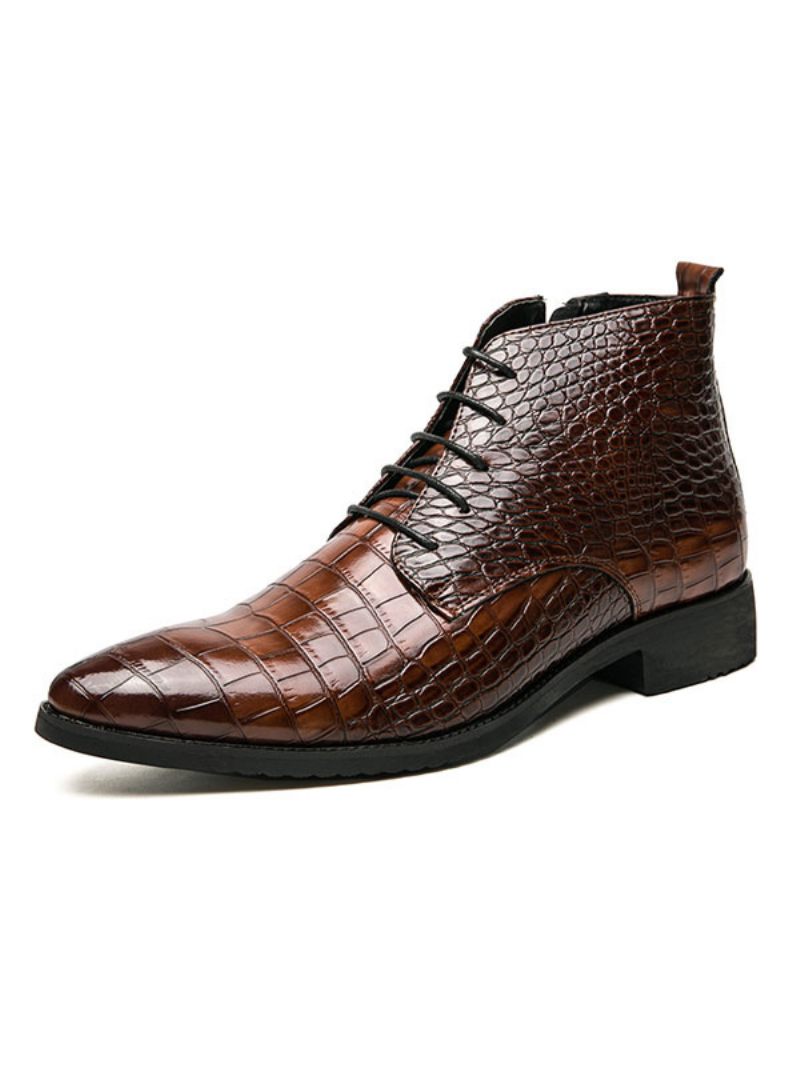 Bottes Oxford À Lacets Relief Croco Pour Hommes