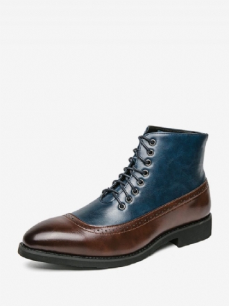 Bottes Travail Pour Hommes Combat À Bout Rond Cuir Pu Bleu