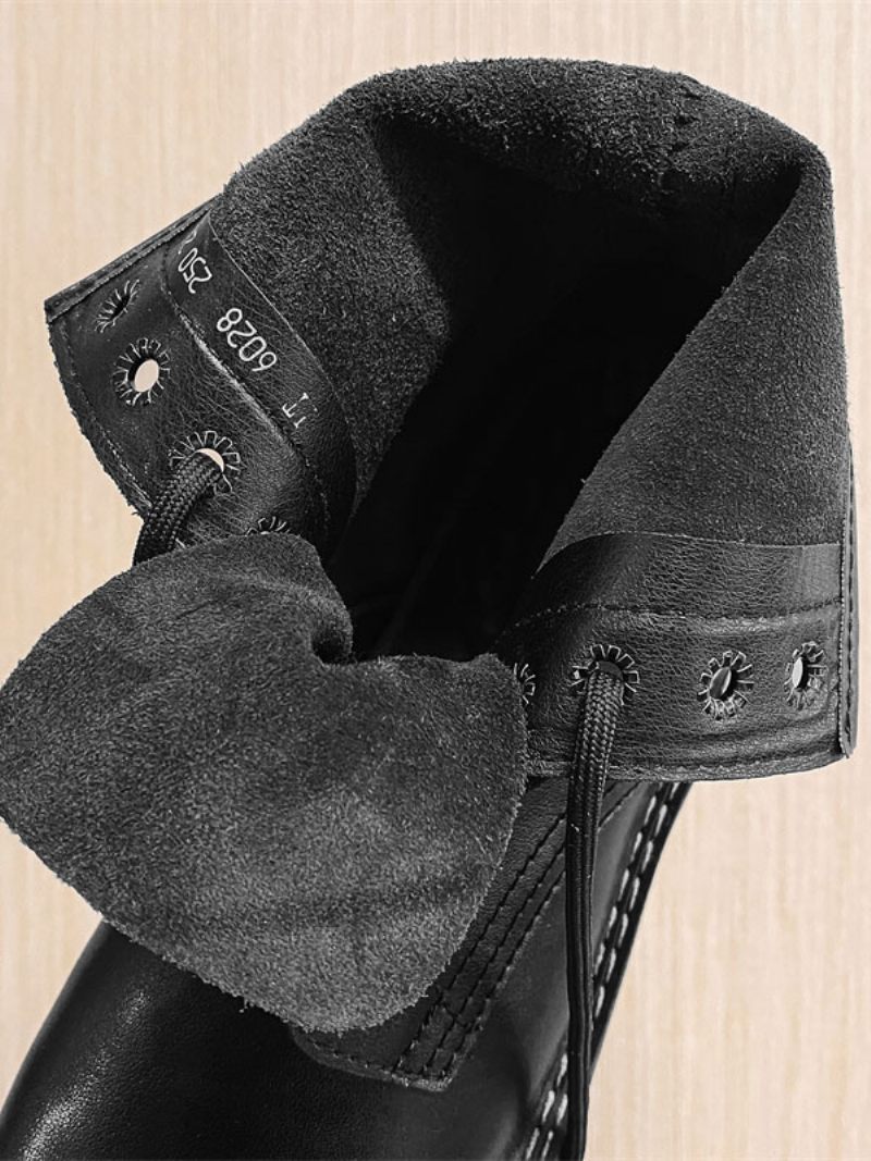 Bottes Travail Pour Hommes Combat À Bout Rond Cuir Pu Noir - Noir