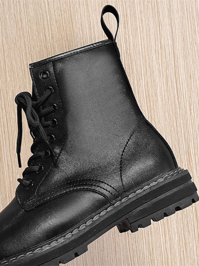 Bottes Travail Pour Hommes Combat À Bout Rond Cuir Pu Noir - Noir