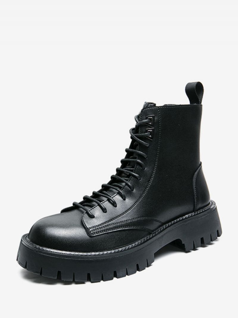 Bottes Travail Pour Hommes Combat À Bout Rond Cuir Pu Noir