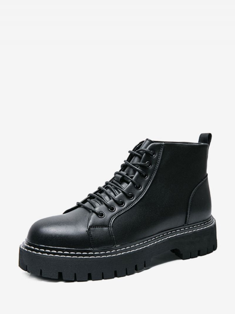 Bottes Travail Pour Hommes Combat À Bout Rond Cuir Pu Noir