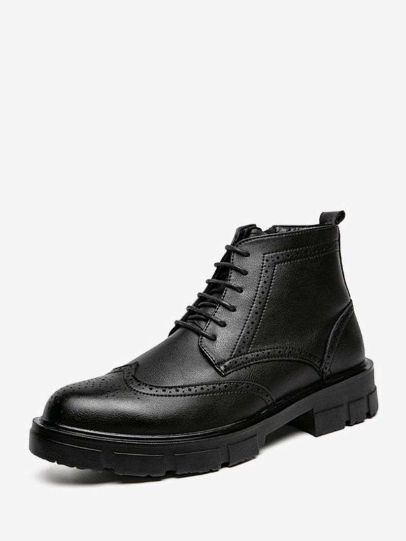 Bottes Travail Pour Hommes Combat À Bout Rond Cuir Pu Noir