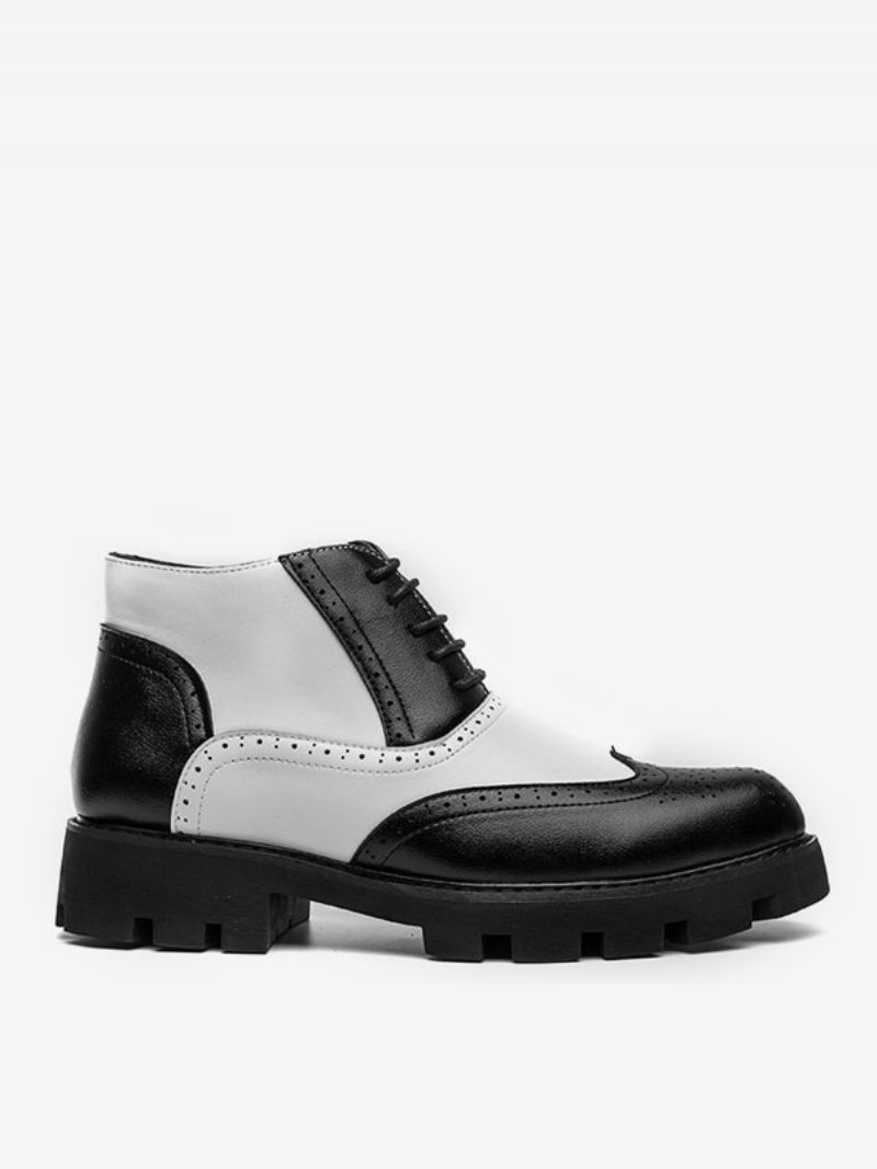 Bottes Travail Pour Hommes Combat À Bout Rond Cuir Pu Noir - Noir