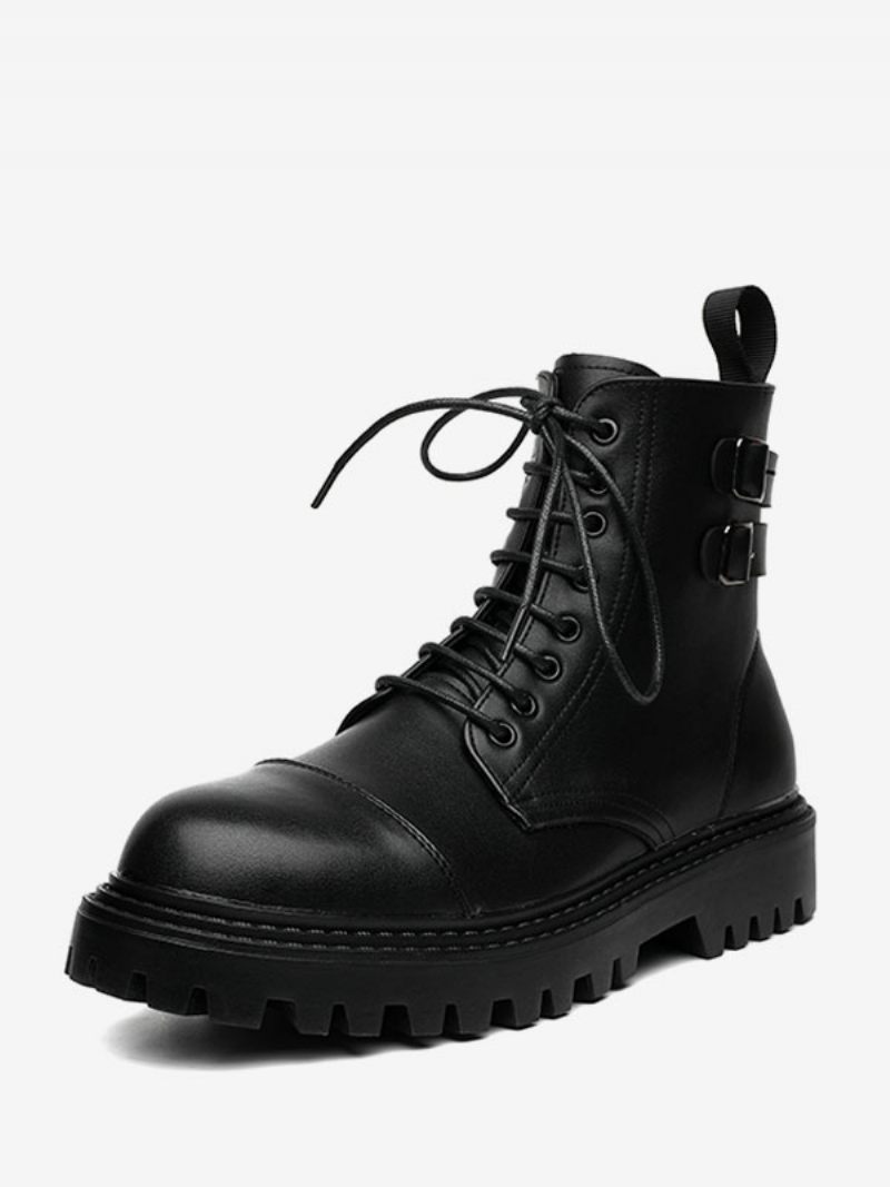 Bottes Travail Pour Hommes Combat À Bout Rond Cuir Pu Noir