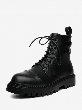 Bottes Travail Pour Hommes Combat À Bout Rond Cuir Pu Noir