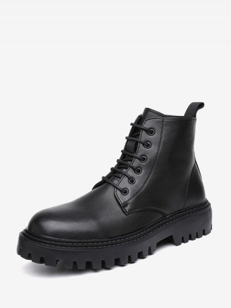 Bottes Travail Pour Hommes Combat À Bout Rond Cuir Pu Noir