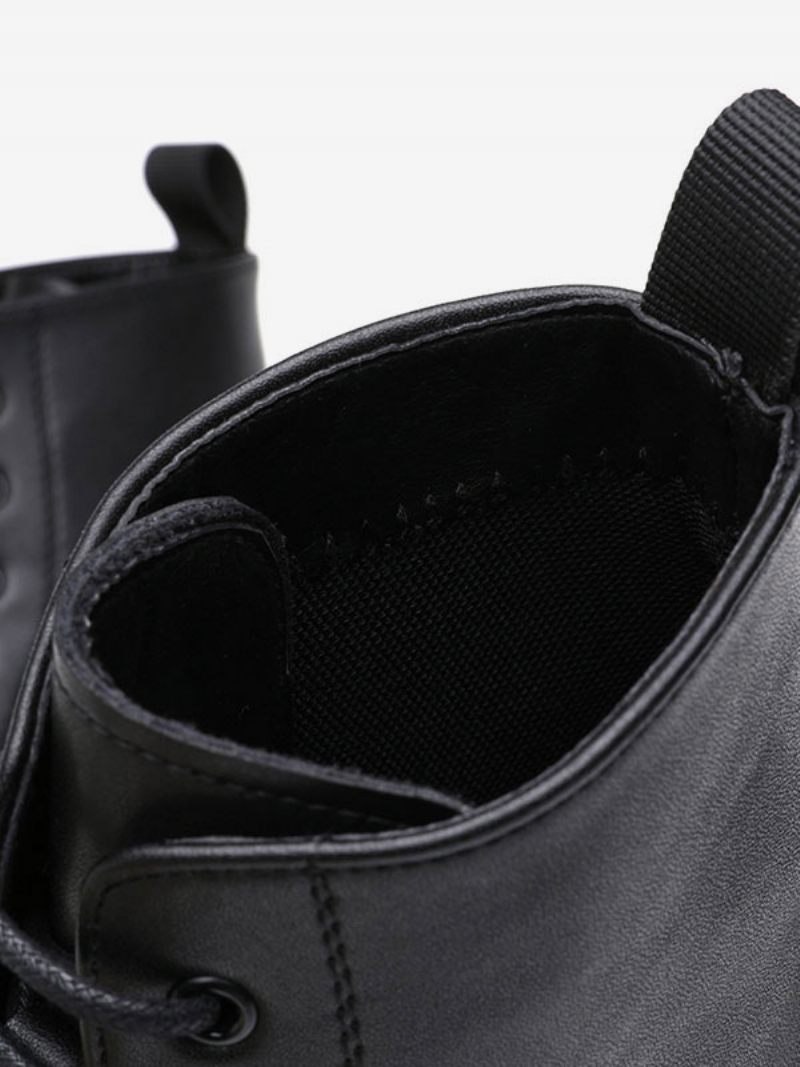 Bottes Travail Pour Hommes Combat À Bout Rond Cuir Pu Noir - Noir