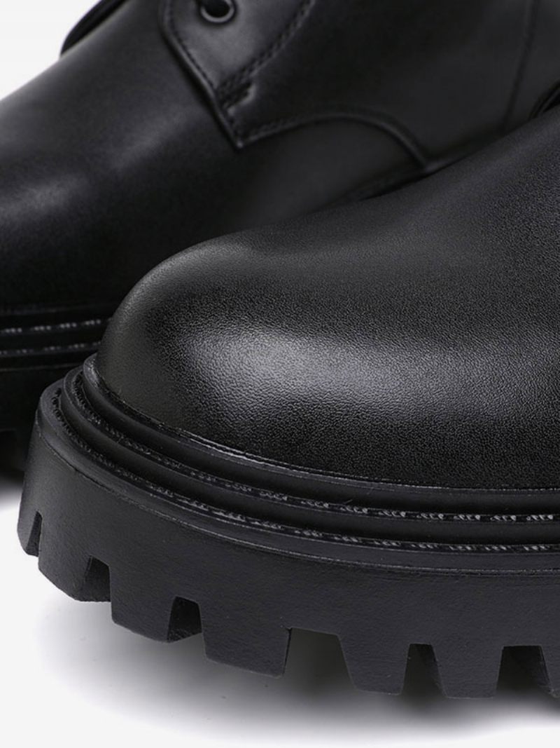 Bottes Travail Pour Hommes Combat À Bout Rond Cuir Pu Noir - Noir