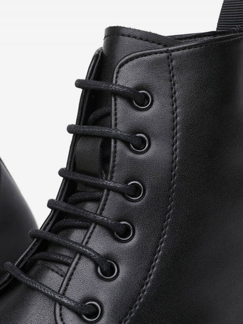 Bottes Travail Pour Hommes Combat À Bout Rond Cuir Pu Noir - Noir