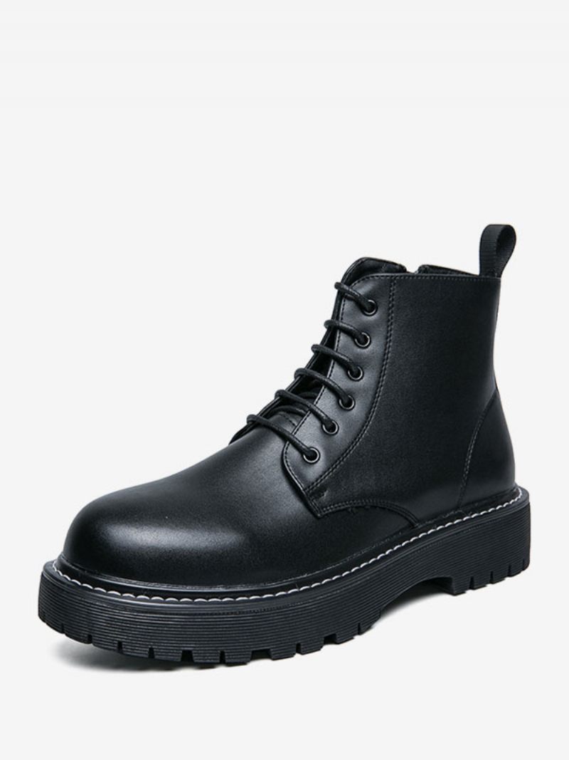 Bottes Travail Pour Hommes Combat À Bout Rond Cuir Pu Noir