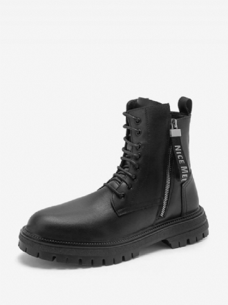 Bottes Travail Pour Hommes Combat À Bout Rond Cuir Pu Noir