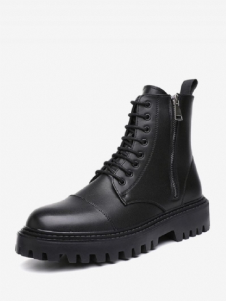 Bottes Travail Pour Hommes Combat À Bout Rond Cuir Pu Noir