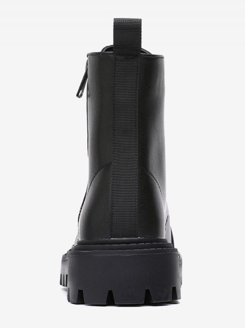 Bottes Travail Pour Hommes Combat À Bout Rond Cuir Pu Noir - Noir