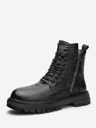 Bottes Travail Pour Hommes Combat À Bout Rond Cuir Pu Noir