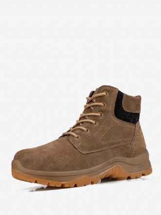 Bottes Travail Pour Hommes Cuir Pu Neige Marron Café Décontractées