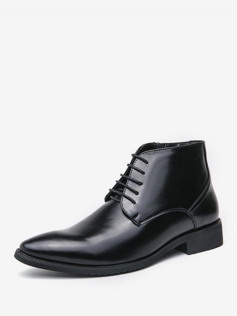 Bottes Travail Pour Hommes Oxford Cuir Pu À Bout Pointu