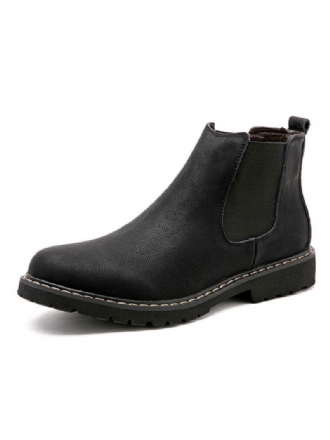 Bottines Chelsea Pour Hommes À Bout Rond Cuir Noir