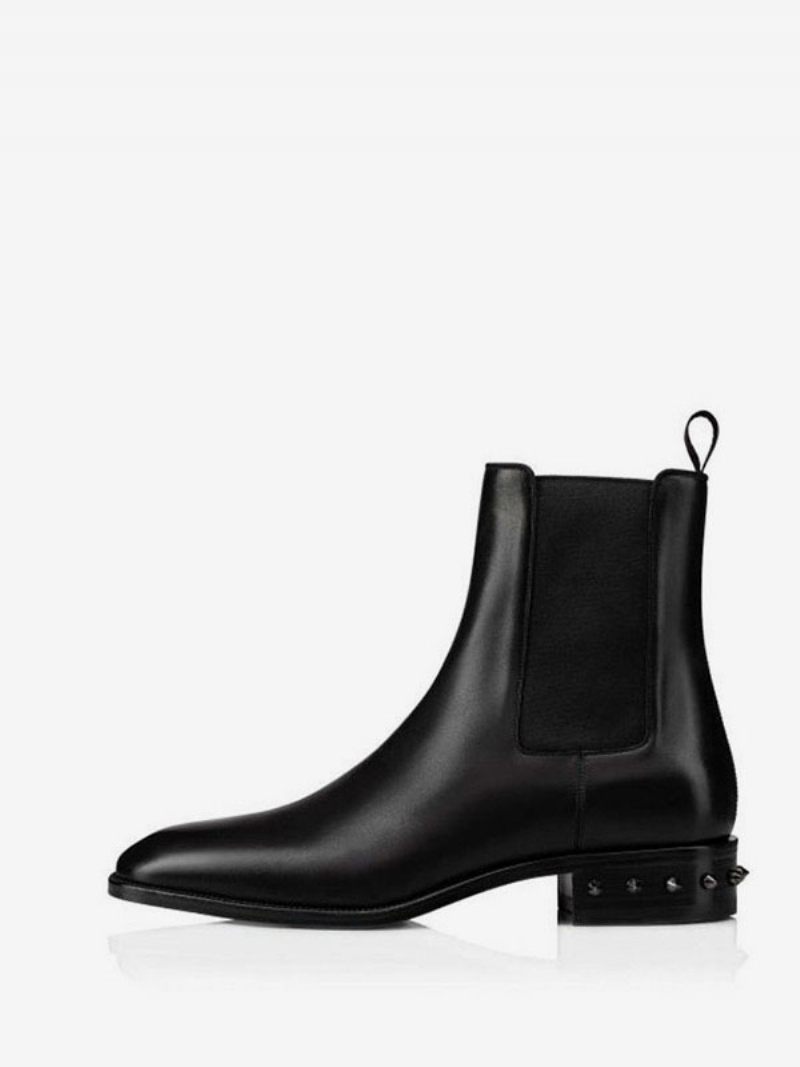 Bottines Chelsea Noires À Bout Carré Pour Hommes Bottes Talons Pointus Bal Promo